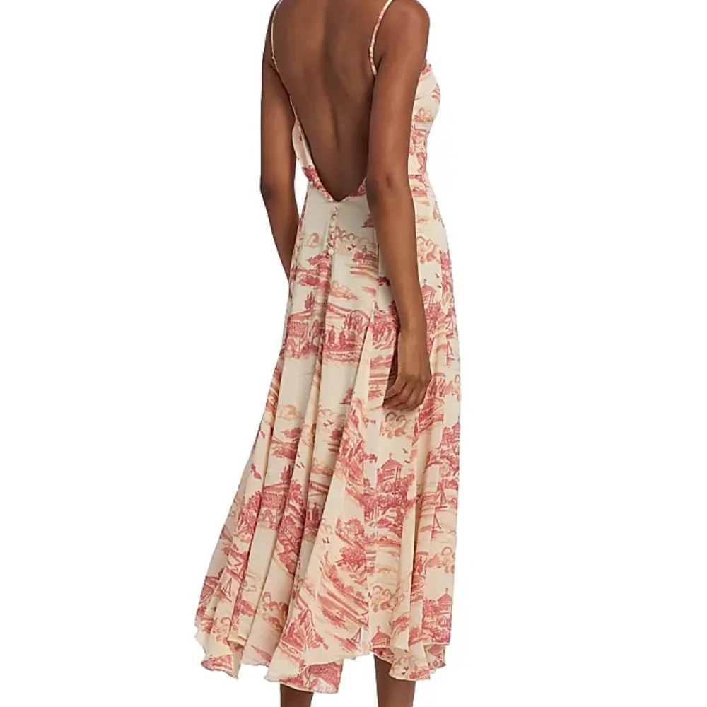 NWT Reformation Fredo Watercolor Toile Midi Dress Dolce Vita Color Size 8 Boho! - Picture 2 of 5